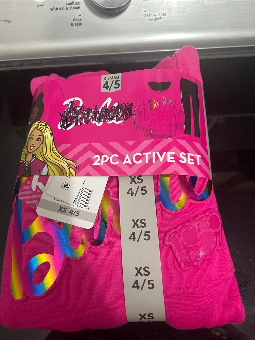 Girls xs 4/5 two piece matching outfit set Barbie hoodie top leggings new nwt